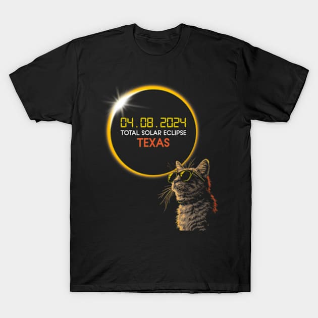 Texas Solar Eclipse 2024 Cat ing Solar Eclipse T-Shirt by SanJKaka